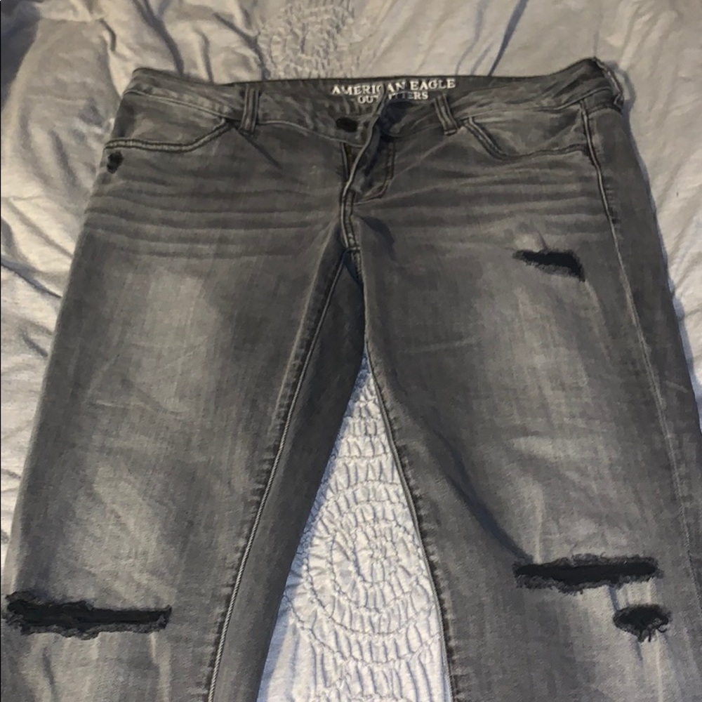 Grey/Black Distressed Jeans
